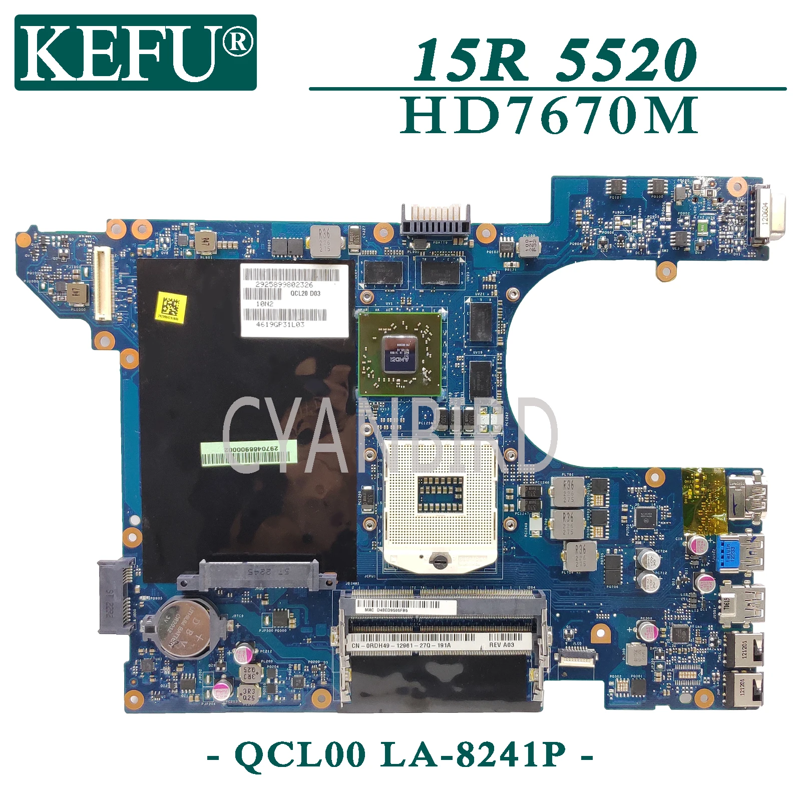 KEFU LA-8241P оригинальная материнская плата для Dell Inspiron 15R-5520 7520 с материнской платой ноутбука HD7670M
KEFU LA-8241P оригинальная материнская плата для Dell Inspiron 15R-5520 7520 с материнской платой ноутбука HD7670M