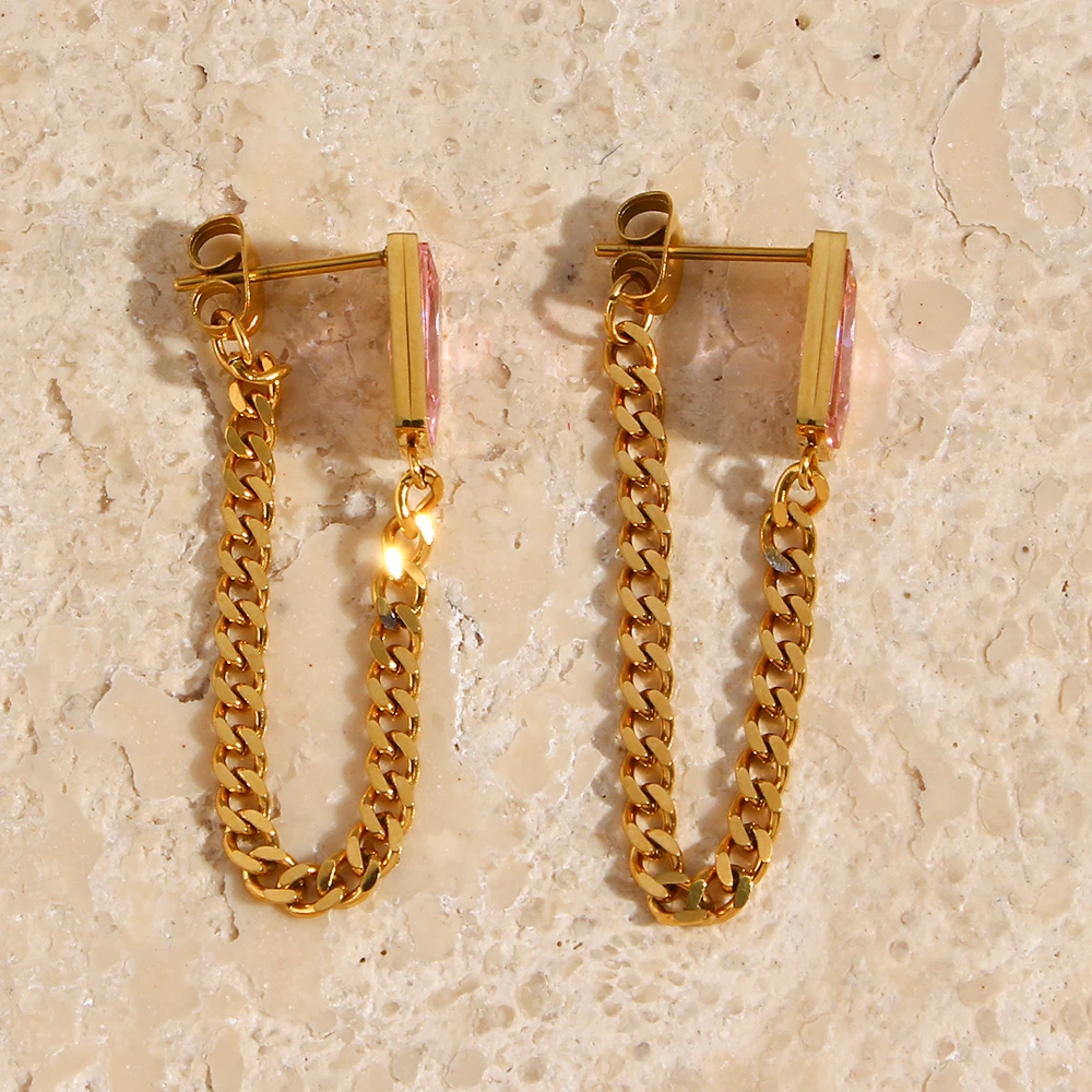 2021 New Year's Jewelry Double Side Green Red Pink Black White Rectangle CZ Stone Cuban Chain Gold Stud Earrings For Women
2021 New Year's Jewelry Double Side Green Red Pink Black White Rectangle CZ Stone Cuban Chain Gold Stud Earrings For Women