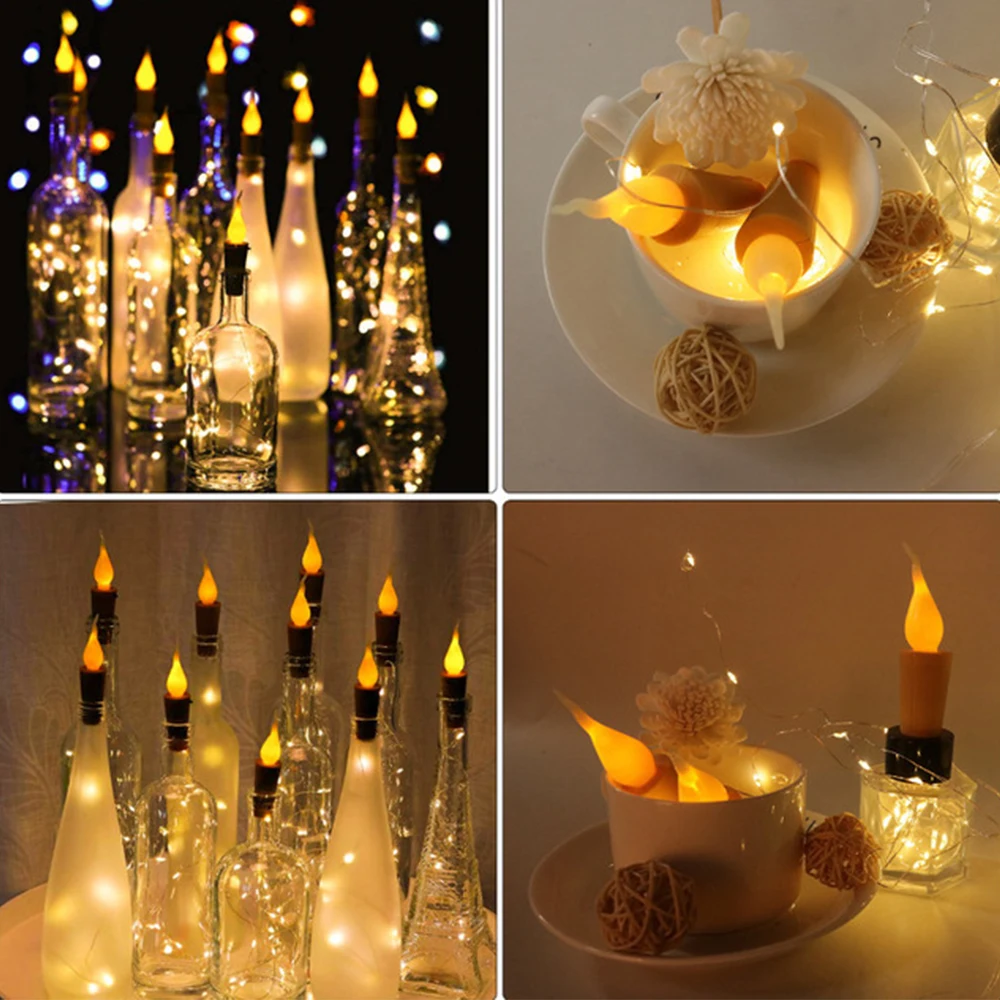 10/5pcs Candle Wine Bottle String Light 10leds 20leds Flame Battery Powered Fairy Lamp for Wedding Xmas Holiday Party Decoration
10/5pcs Candle Wine Bottle String Light 10leds 20leds Flame Battery Powered Fairy Lamp for Wedding Xmas Holiday Party Decoration