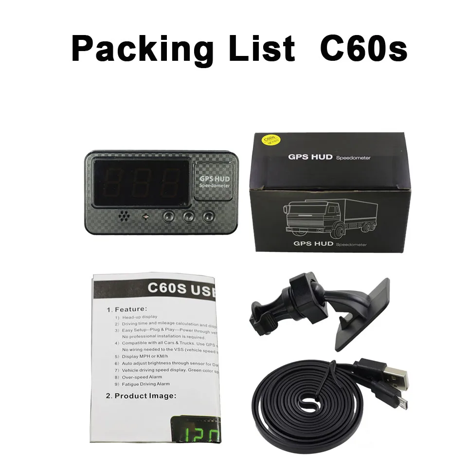 GPS Speedometer C60 HUD Display Car KM/h MPH Auto Electronics Better Than OBD TWO Projector
GPS Speedometer C60 HUD Display Car KM/h MPH Auto Electronics Better Than OBD TWO Projector