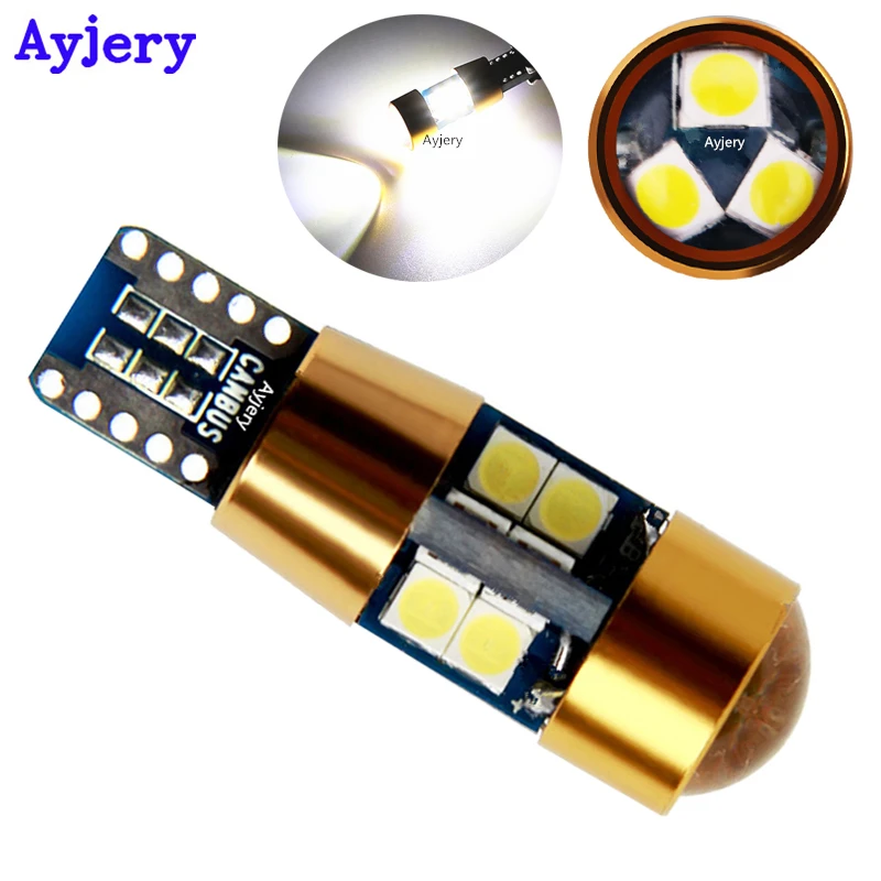 

AYJERY 200X DC 12V-24V T10 3030-19-SMD LED Bulb Canbus W5W LED Interior Map Dome Light Side Marker License Plate Signal Lamps