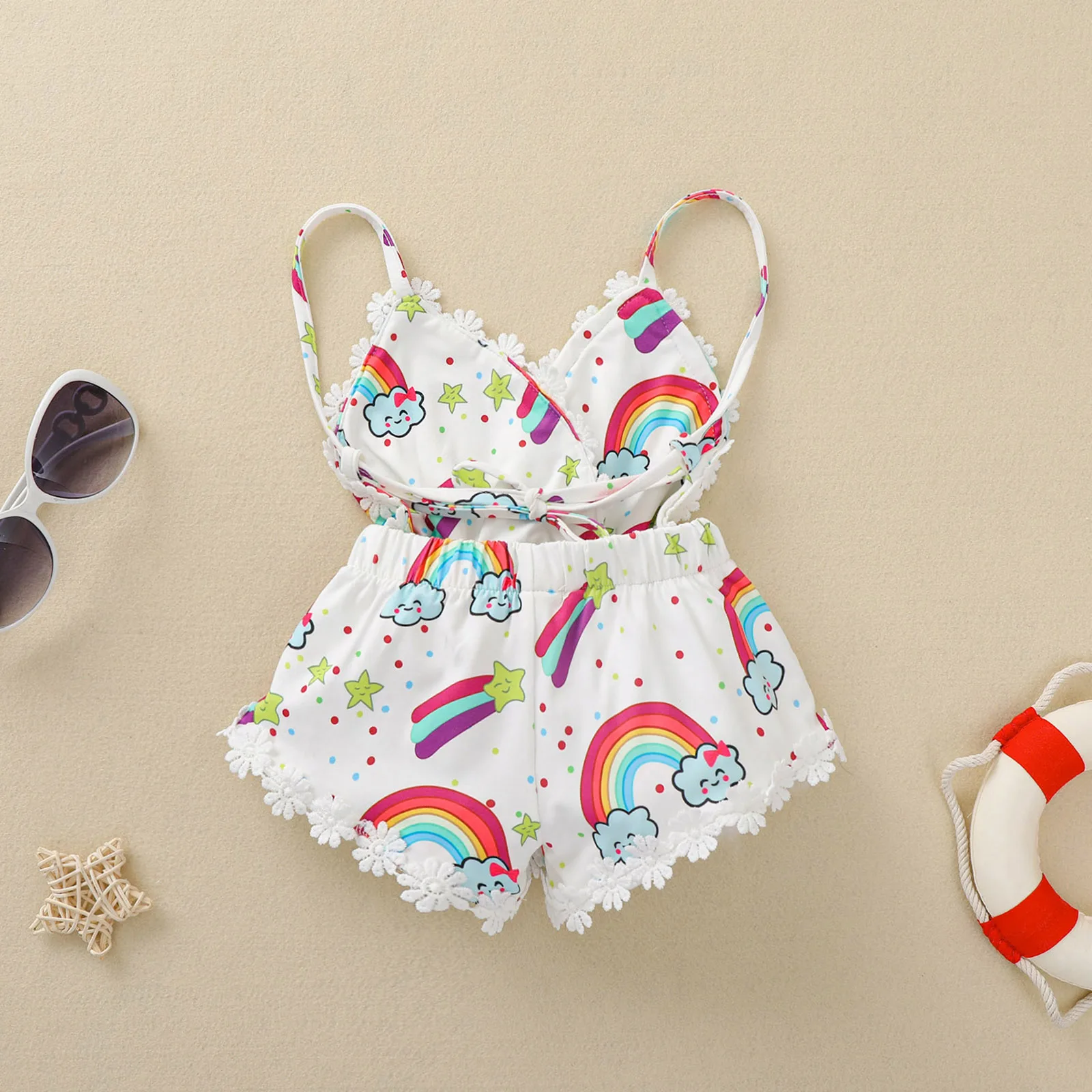 Newborn Baby Girls Rompers Rainbow/Scale Pattern Spaghetti Strap V-Neck Tie-up Romper 0-3Y
Newborn Baby Girls Rompers Rainbow/Scale Pattern Spaghetti Strap V-Neck Tie-up Romper 0-3Y