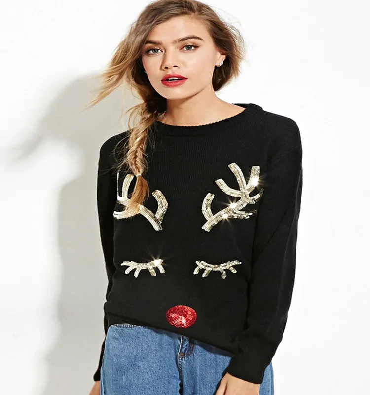 Kpop свитер женские зимние вязаные свитера с длинным рукавом Рождественский