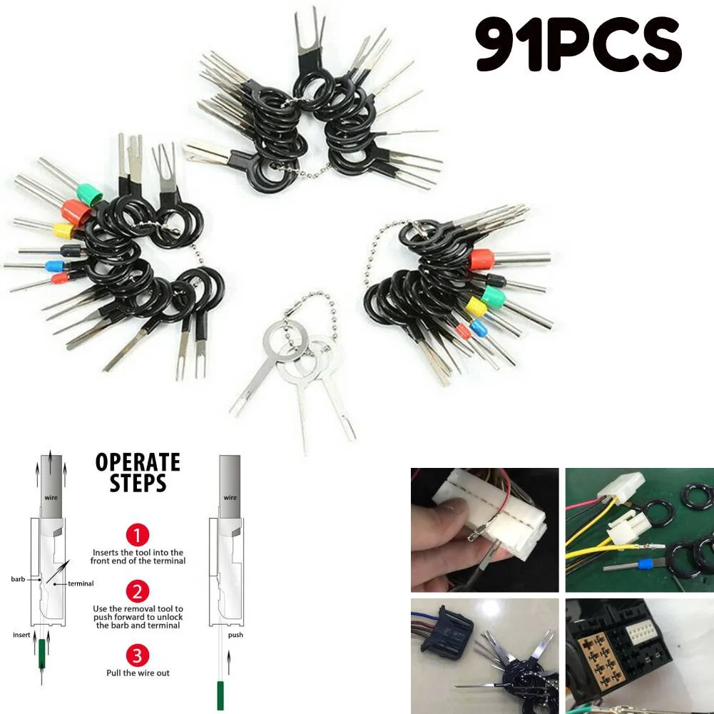 91PCS Wire Terminal Removal Tool Car Electrical Wiring Crimp Connector Pin Kit Wire Terminal Removal Tools
91PCS Wire Terminal Removal Tool Car Electrical Wiring Crimp Connector Pin Kit Wire Terminal Removal Tools