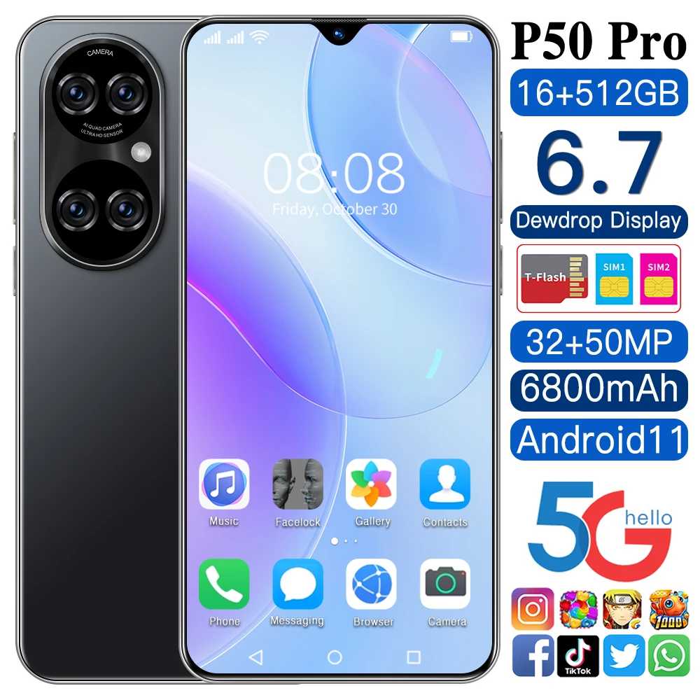 Hauwei P50 Pro Smartphone Global Version Mobile Phones Android10.0 6.7 HDinch 16GB+512GB 6800mAh Smart Phone Cellphone 2022
Hauwei P50 Pro Smartphone Global Version Mobile Phones Android10.0 6.7 HDinch 16GB+512GB 6800mAh Smart Phone Cellphone 2022