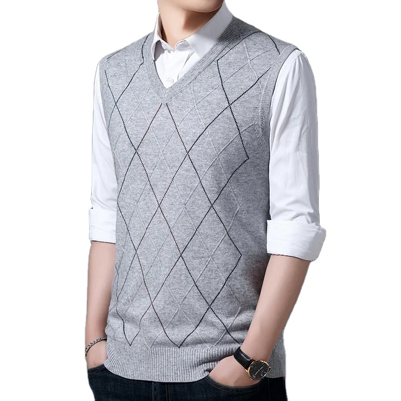 High Quality Men Fashion V-neck Argyle Pattern Sleeveless Wool Knitted Pullover Sweater Vest
High Quality Men Fashion V-neck Argyle Pattern Sleeveless Wool Knitted Pullover Sweater Vest