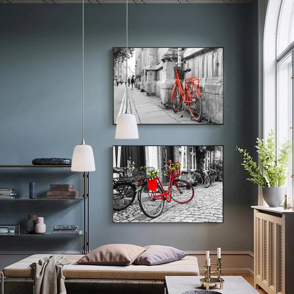 Nordic Retro Street Scenery Art Canvas Painting Red Bicycle Poster and Print Office Wall Painting Living Room Home Decor Cuadros
Nordic Retro Street Scenery Art Canvas Painting Red Bicycle Poster and Print Office Wall Painting Living Room Home Decor Cuadros