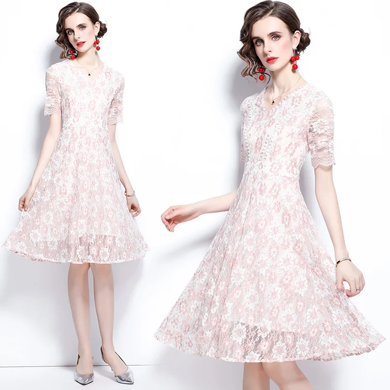 Simgent Pink Lace Dress Summer 2021 Women Short Sleeve A Line Hollow Out Flared Dresses Robe Dentelle Dames Kleding SG16104
Simgent Pink Lace Dress Summer 2021 Women Short Sleeve A Line Hollow Out Flared Dresses Robe Dentelle Dames Kleding SG16104