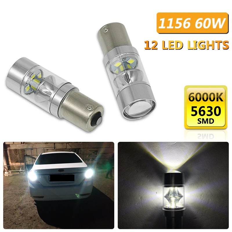 2pcs 1156 60W LED Car Tail Bulb Brake Lights auto Reverse Lamp Daytime Running Light white for peugeot 206 207 307 Car styling
2pcs 1156 60W LED Car Tail Bulb Brake Lights auto Reverse Lamp Daytime Running Light white for peugeot 206 207 307 Car styling