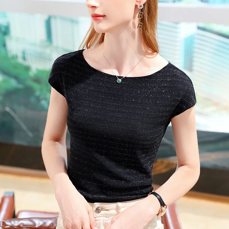 Mesh short sleeve T-shirt women's new summer 2021 women's bright silk T-shirt flash silk blouse one shoulder top
Mesh short sleeve T-shirt women's new summer 2021 women's bright silk T-shirt flash silk blouse one shoulder top
