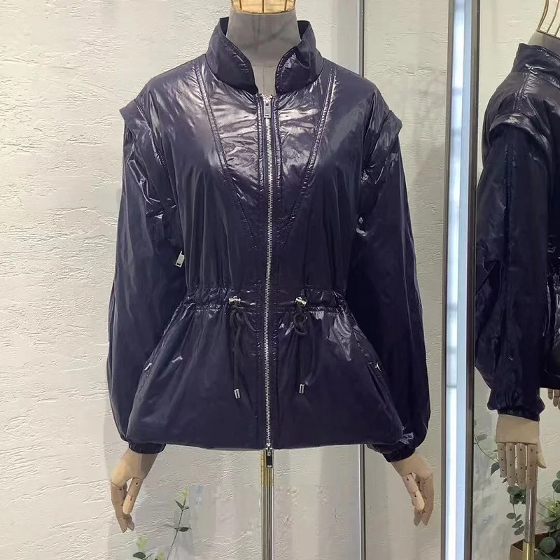 Женская куртка с воротником-стойкой, повседневная хлопковая куртка составного кроя с длинными рукавами и карманами, весна 2022
Женская куртка с воротником-стойкой, повседневная хлопковая куртка составного кроя с длинными рукавами и карманами, весна 2022