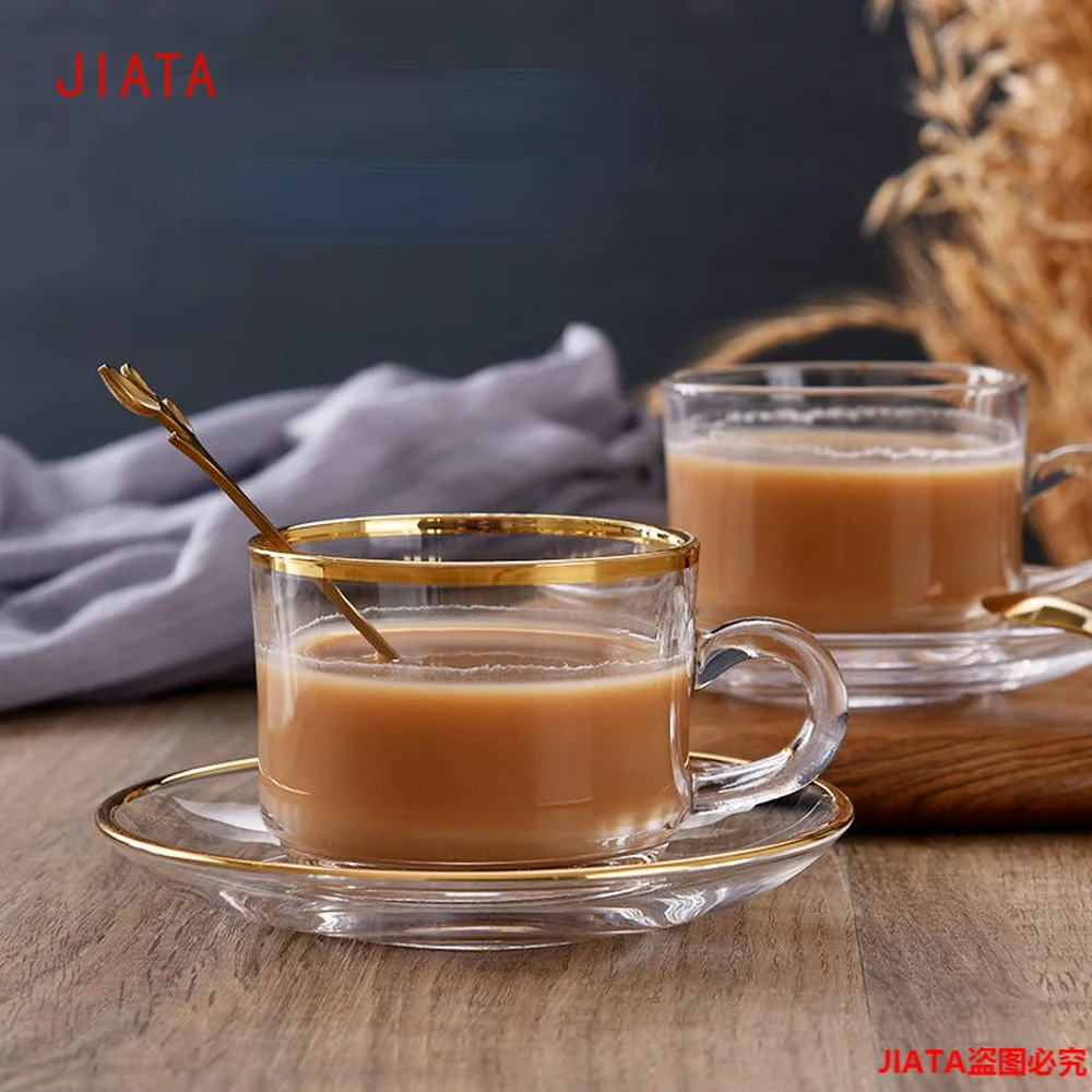 165ml European Golden Bench Glass Coffee Cup Set Take Spoon and Disc Mug Cup Afternoon Tea Cup Home Water Cup
165ml European Golden Bench Glass Coffee Cup Set Take Spoon and Disc Mug Cup Afternoon Tea Cup Home Water Cup