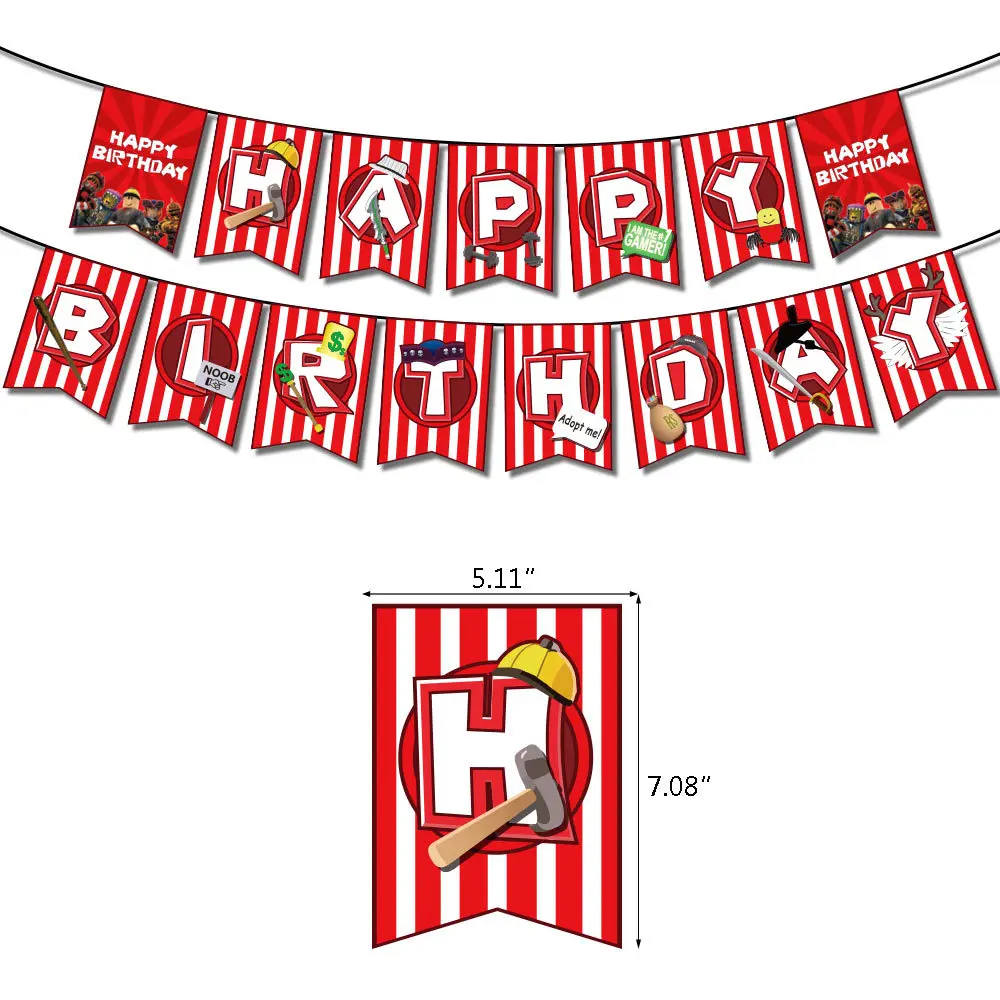 New Roblox Happy Birthday Banner Cake Decoration Balloons Flag Toppers Sets Xbox Game Anime Party Background Supplies For Kids
New Roblox Happy Birthday Banner Cake Decoration Balloons Flag Toppers Sets Xbox Game Anime Party Background Supplies For Kids