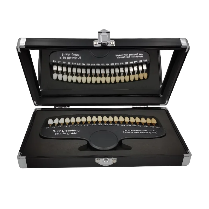 20 Colors Teeth Bleaching Shade Guide Teeth Color Comparator With Mirror Dental Plate Dentistry Cold Light Oral Teeth Whitening
20 Colors Teeth Bleaching Shade Guide Teeth Color Comparator With Mirror Dental Plate Dentistry Cold Light Oral Teeth Whitening