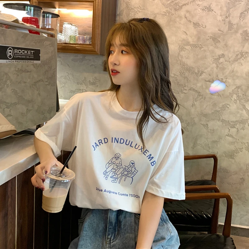 T-shirt Female New Korean Version Loose Wild Printing Net Red White Short-sleeved T-shirt Top Female Student
T-shirt Female New Korean Version Loose Wild Printing Net Red White Short-sleeved T-shirt Top Female Student