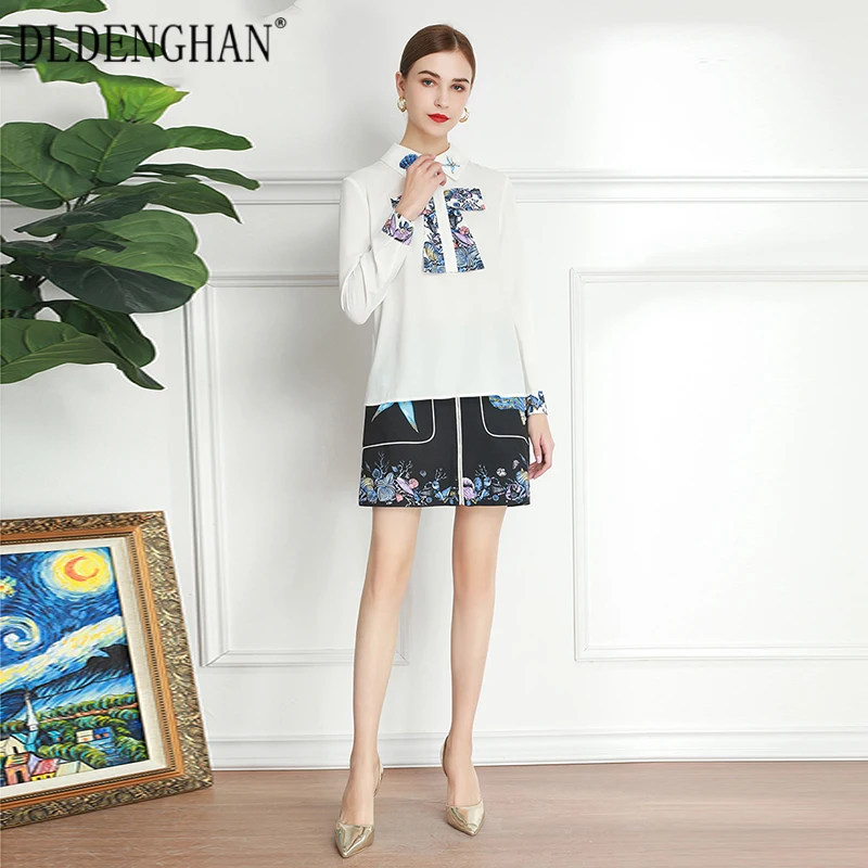 DLDENGHAN Fashion Floral Print Set Women's Beading Turn-Down Collar Blouses Tops + Diamond Skirt Two-Piece Sets Spring New
DLDENGHAN Fashion Floral Print Set Women's Beading Turn-Down Collar Blouses Tops + Diamond Skirt Two-Piece Sets Spring New