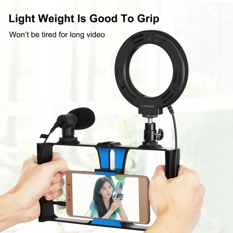 PULUZ Portable Phone Tripod Stand with Microphone and Ring Live Holder Vlogging Kit Live Set for iPhone Android
PULUZ Portable Phone Tripod Stand with Microphone and Ring Live Holder Vlogging Kit Live Set for iPhone Android