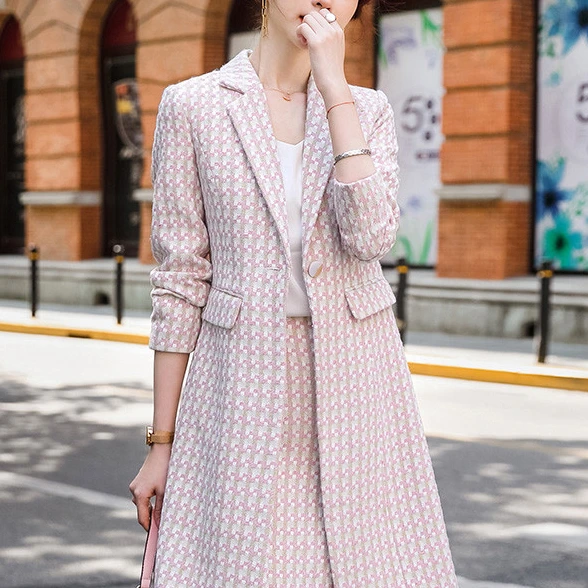 Ladies Plaid Long Sleeve Jacket
