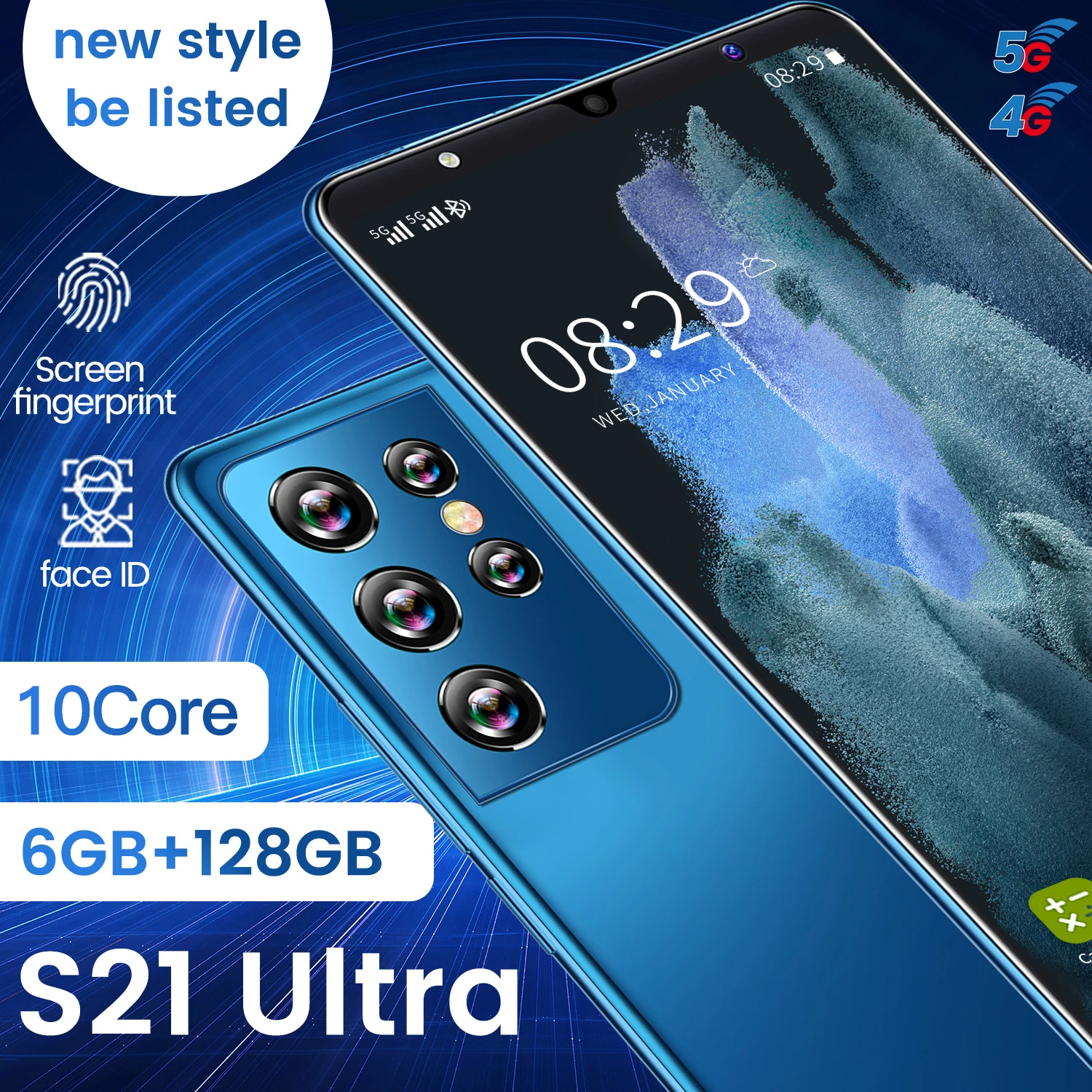2021New Global Version S21 Ultra Smartphone 8+256GB 5.0Inch 5000mAh Dual SIM Dual Standby Support Face ID 4G Android CellPhone
2021New Global Version S21 Ultra Smartphone 8+256GB 5.0Inch 5000mAh Dual SIM Dual Standby Support Face ID 4G Android CellPhone