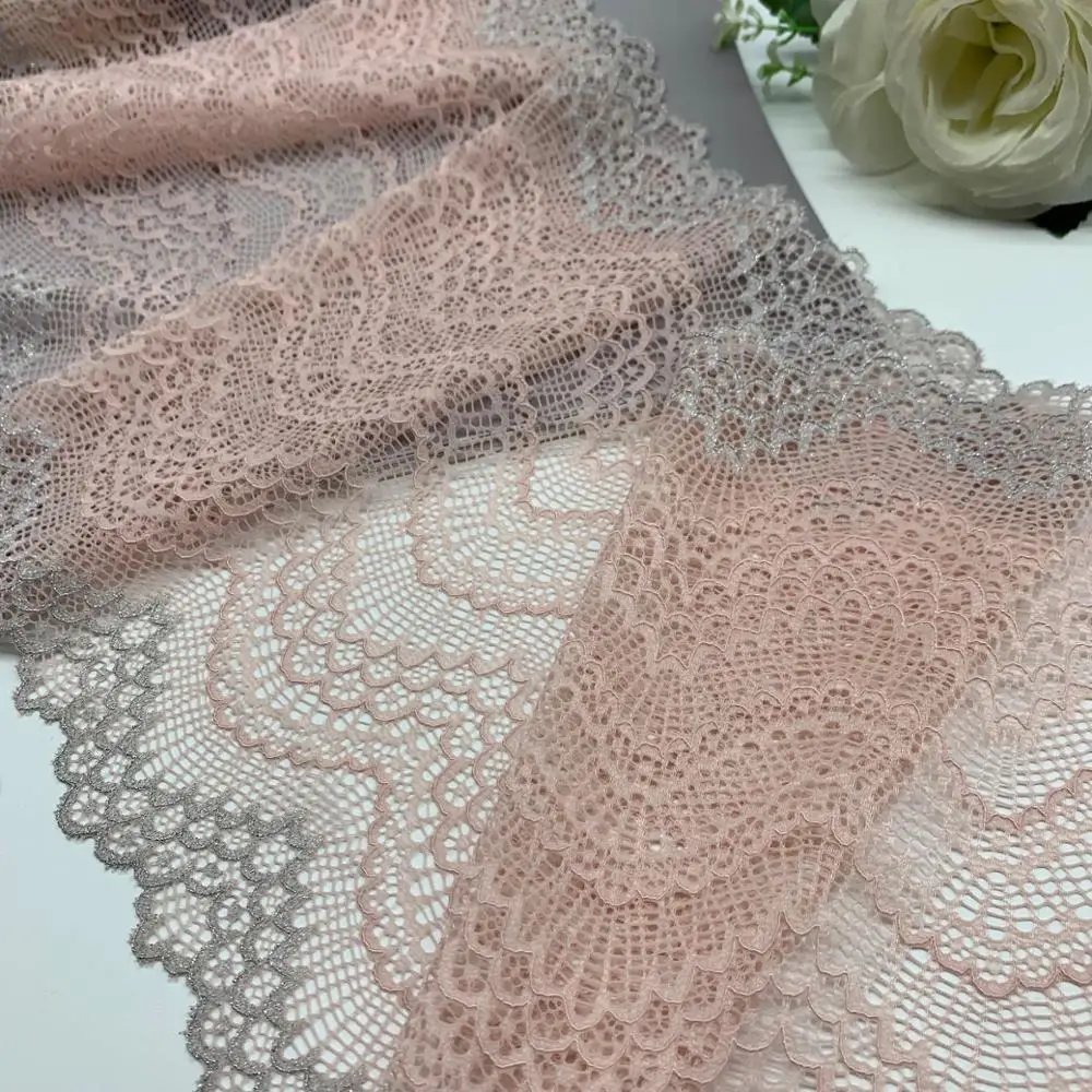 3y/lot Width 23.50cm Wave Pink Silver Edge Stretch Lace Trims For Clothing Accessory Dress Sewing Applique Costume Lace Fabrics
3y/lot Width 23.50cm Wave Pink Silver Edge Stretch Lace Trims For Clothing Accessory Dress Sewing Applique Costume Lace Fabrics