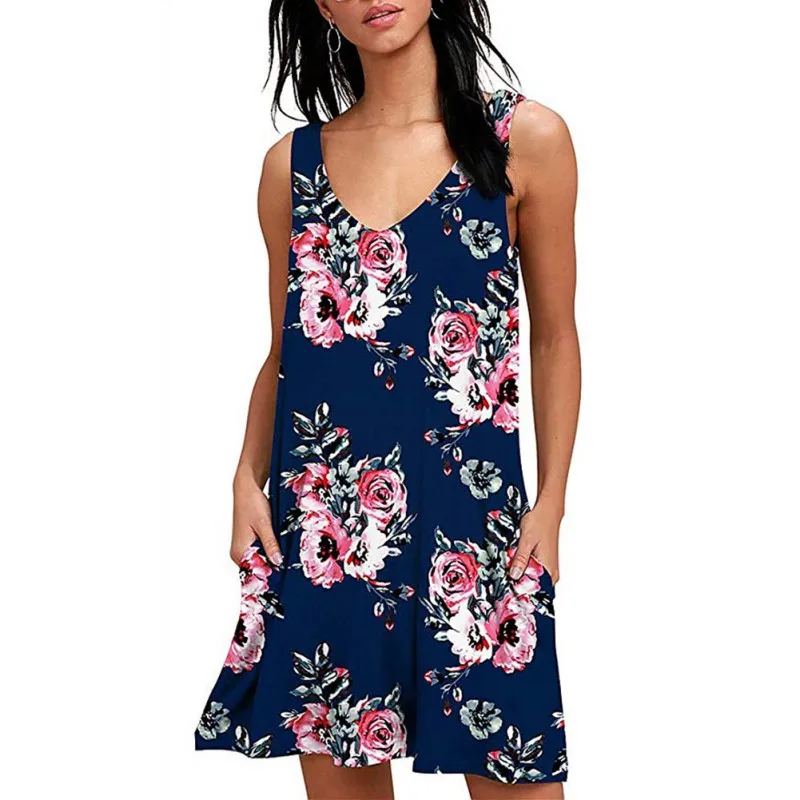 Summer Women Casual Dresses V Neck Floral Sleeveless Dress Ladies Loose Dresses Vestidos Femme vestido de mujer
Summer Women Casual Dresses V Neck Floral Sleeveless Dress Ladies Loose Dresses Vestidos Femme vestido de mujer