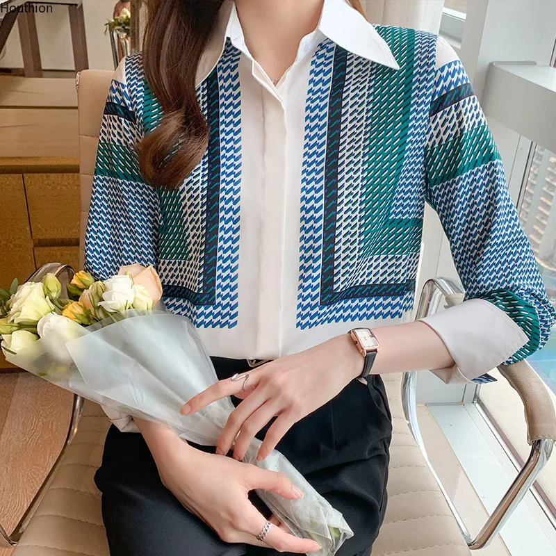 Silk Women's Blouse Print Polo Girl's Shirt Fashion Loose Long Sleeve Top Casual Summer Plus Size Chiffon Lady Blusas Houthion
Silk Women's Blouse Print Polo Girl's Shirt Fashion Loose Long Sleeve Top Casual Summer Plus Size Chiffon Lady Blusas Houthion