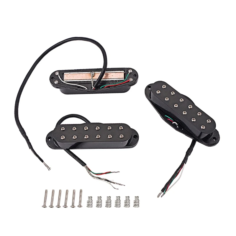 

T5ED Set of Humbuckers Neck/Middle/Bridge Pickups for strato-caster Electric Guitar Replacement Tool Set, Black