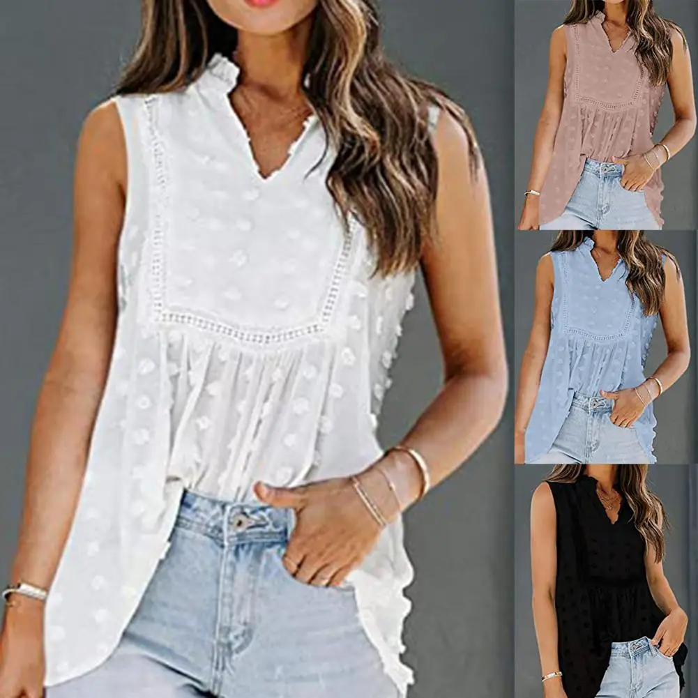 SANWOOD Summer Polka Dot Women Blouse Sleeveless V Neck Tunic Casual Blouse Office Lady Elegant Women Blouse Blusas Femininas
SANWOOD Summer Polka Dot Women Blouse Sleeveless V Neck Tunic Casual Blouse Office Lady Elegant Women Blouse Blusas Femininas