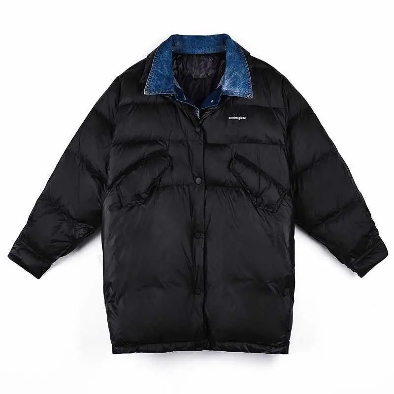 White Duck Down Jacket 2021 New Denim Stitching Mid-length Loose Women's Down Jacket Fashion Jacket
White Duck Down Jacket 2021 New Denim Stitching Mid-length Loose Women's Down Jacket Fashion Jacket