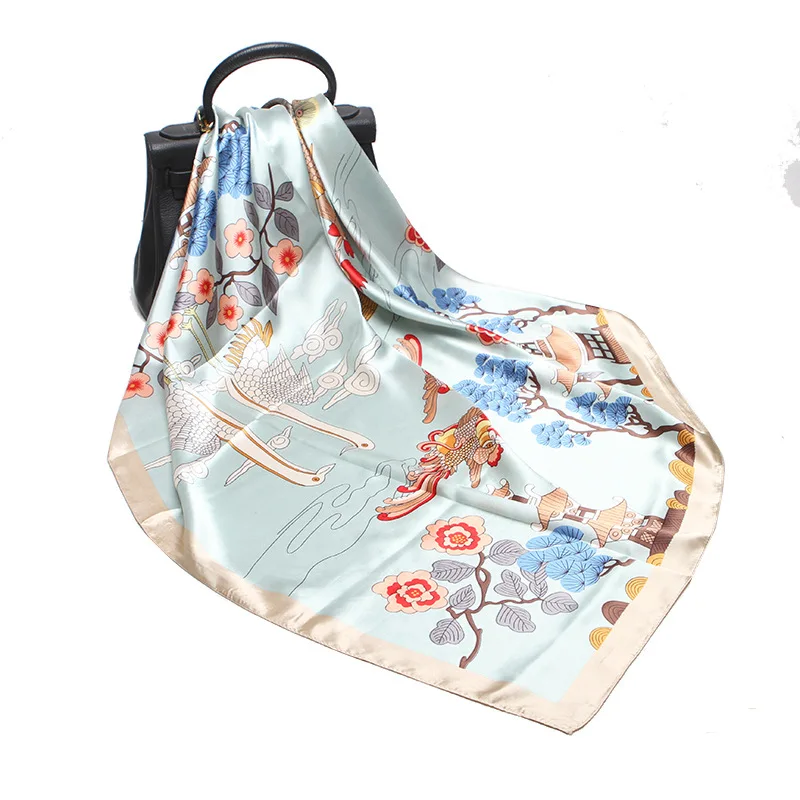 Elegent Women Large Square Silk Scarf 90*90cm Fashion phoenix pavilion printing Autumn Scarves Shawl harajuku bufanda mujer
Elegent Women Large Square Silk Scarf 90*90cm Fashion phoenix pavilion printing Autumn Scarves Shawl harajuku bufanda mujer