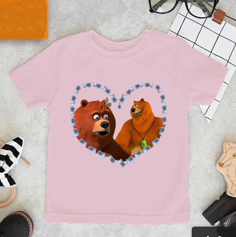 Футболка для девочек милая футболка с мультяшным принтом медведя гризли летняя
