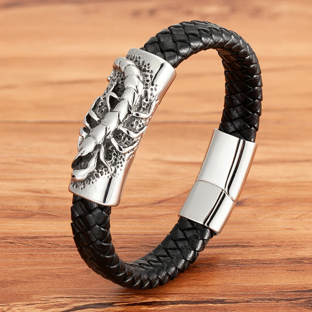 Cool Style Men Leather Bracelets & Bangles Skull Owl Scorpion Snake Braided Wrap Stainless Steel Bracelets For Halloween Party
Cool Style Men Leather Bracelets & Bangles Skull Owl Scorpion Snake Braided Wrap Stainless Steel Bracelets For Halloween Party