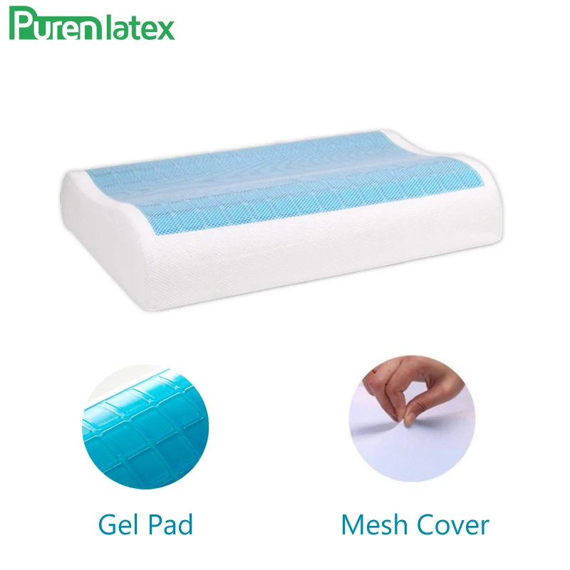

PurenLatex 50х28 силиконовая гелевая Подушка с эффектом памяти, летняя подушка для охлаждения льда, Ортопедическая подушка, удобная подушка для ше...