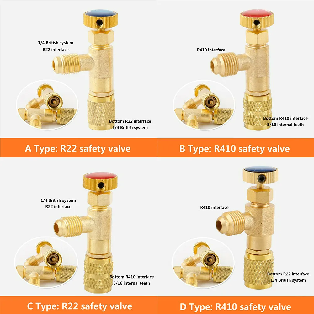 R22 R410A Air Conditioning Refrigeration Adapter 1/4" Safety Valve Brass Connector Conditioning Refrigerant Liquid Safe Valve
R22 R410A Air Conditioning Refrigeration Adapter 1/4" Safety Valve Brass Connector Conditioning Refrigerant Liquid Safe Valve