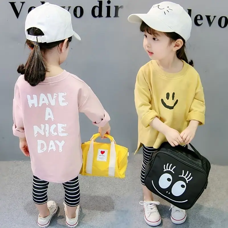Spring and autumn girls T-shirt fashion smile Print Long Sleeve baby T-shirt cotton children's T-shirt round neck top P77
Spring and autumn girls T-shirt fashion smile Print Long Sleeve baby T-shirt cotton children's T-shirt round neck top P77