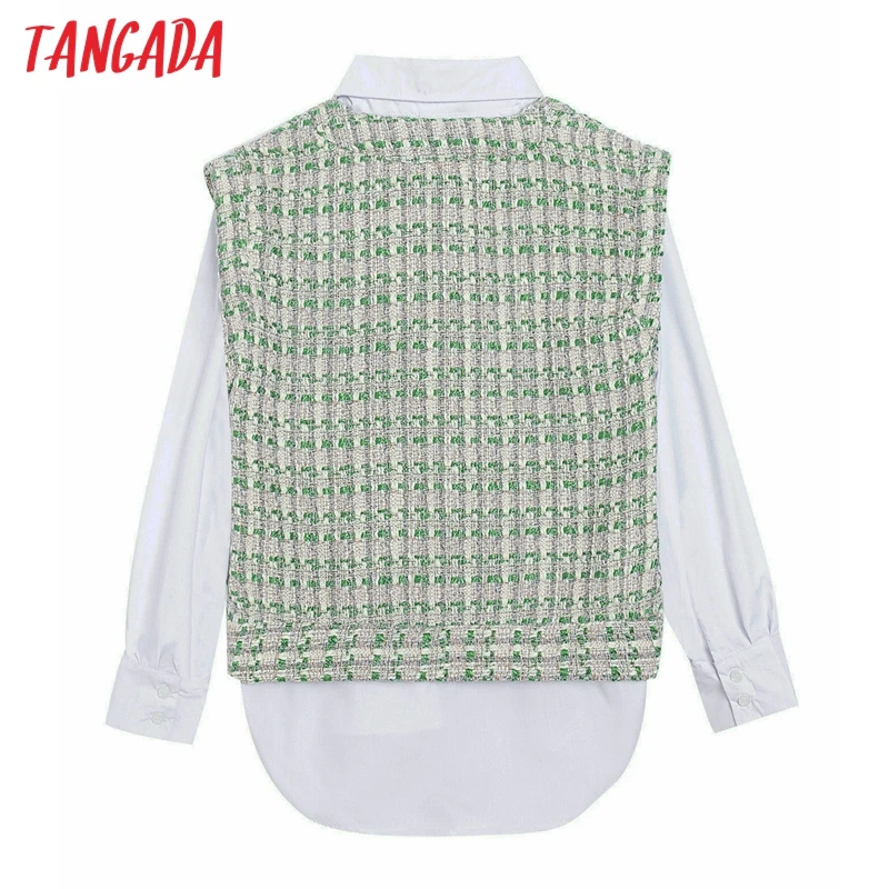 Tangada Women Retro Green Plaid Tweed Patchwork Blouse Shirt Long Sleeve 2021 Chic Female Shirt Tops 6H3
Tangada Women Retro Green Plaid Tweed Patchwork Blouse Shirt Long Sleeve 2021 Chic Female Shirt Tops 6H3
