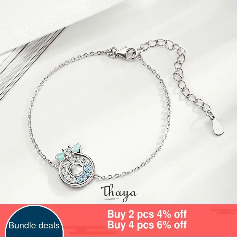 Thaya Original Design S925 Silver Donut Bracelet Thin Chain Crystal Handmade For Women Fine Jewelry Charming Bracelets | Украшения и