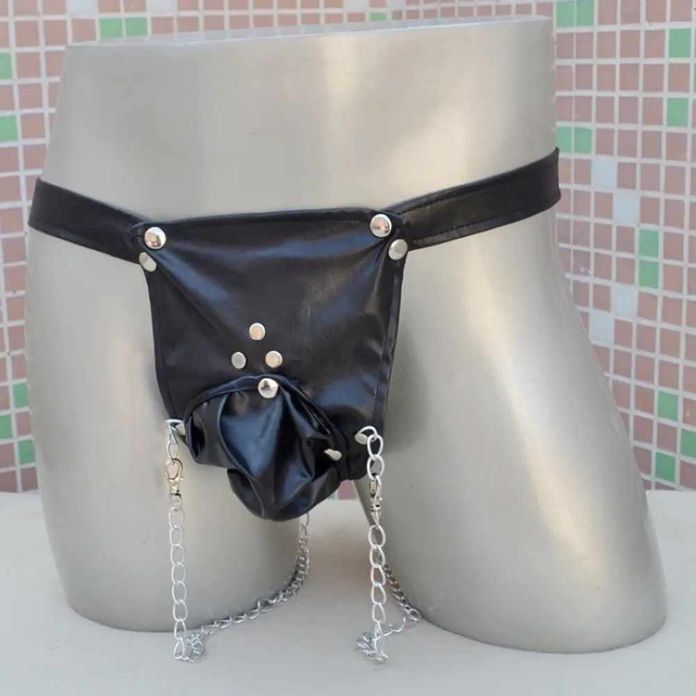 Men's Fashion Briefs Sexy Underpants Faux Leather Panties Safety Chain Thong Fashion Underwear Male Bottom Shorts Pants Lingerie
Men's Fashion Briefs Sexy Underpants Faux Leather Panties Safety Chain Thong Fashion Underwear Male Bottom Shorts Pants Lingerie