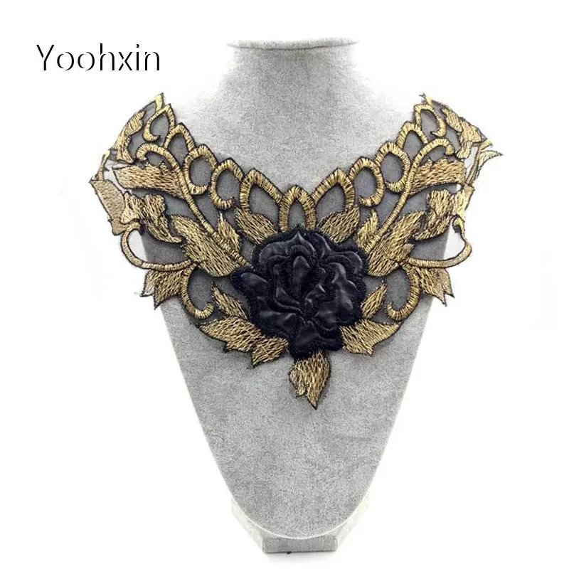NEW flower gold leather embroidery DIY lace collar Fabric Sewing ribbon trim Applique neckline craft cloth dress Wedding textile
NEW flower gold leather embroidery DIY lace collar Fabric Sewing ribbon trim Applique neckline craft cloth dress Wedding textile
