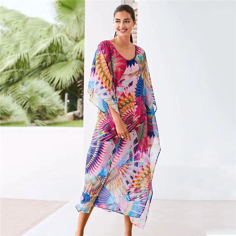 Sheer Chiffon Bikini Cover-ups Bohemian Colorful Printed Loose Summer Beach Dress Robe Plage Women Beach Wear Swim Suit Cover Up
Sheer Chiffon Bikini Cover-ups Bohemian Colorful Printed Loose Summer Beach Dress Robe Plage Women Beach Wear Swim Suit Cover Up