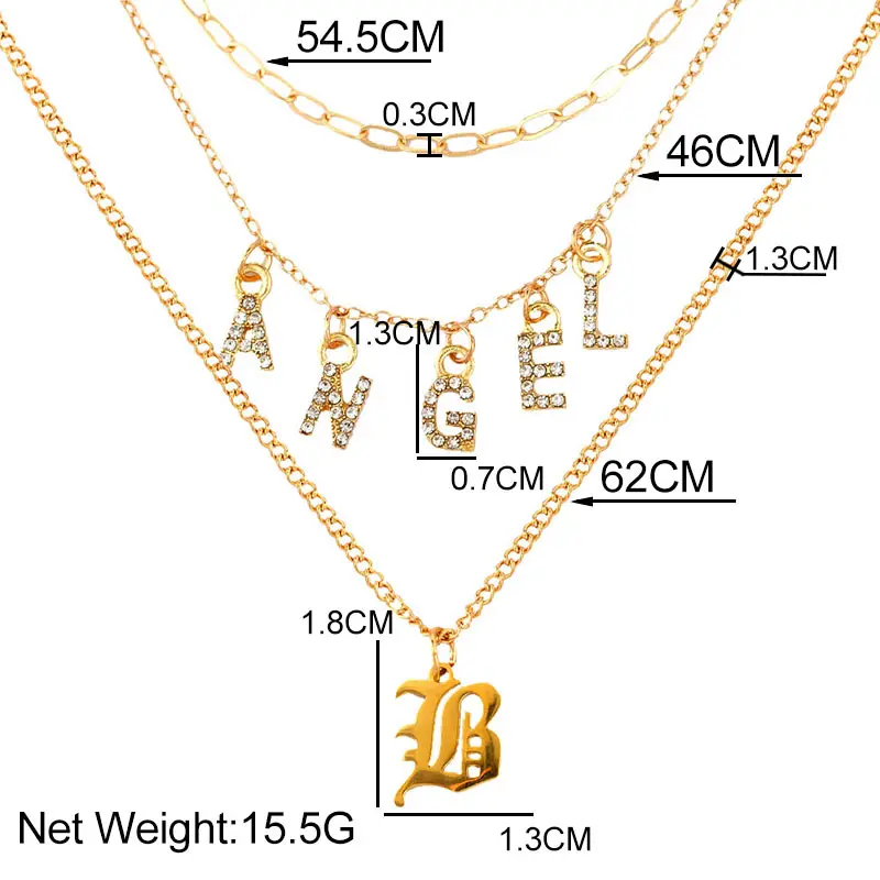 Caraquet Punk Vintage Rhinestone Angel letter Choker Necklace Women Gold Color Multi Layer B Alphabet Pendant Necklace Jewelry
Caraquet Punk Vintage Rhinestone Angel letter Choker Necklace Women Gold Color Multi Layer B Alphabet Pendant Necklace Jewelry