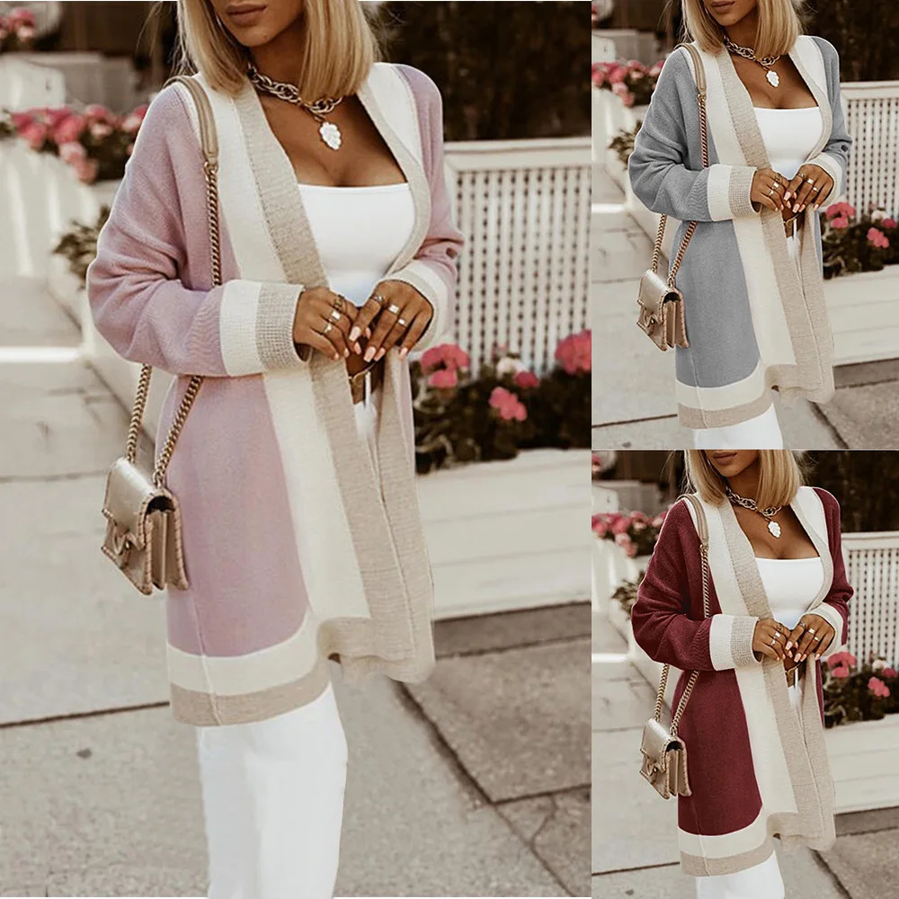 Women Sweater Cardigan Female Color Patchwork Long Open Front Women Casual Autumn Winter Long Sleeve Cardigan Knitted Coat
Women Sweater Cardigan Female Color Patchwork Long Open Front Women Casual Autumn Winter Long Sleeve Cardigan Knitted Coat