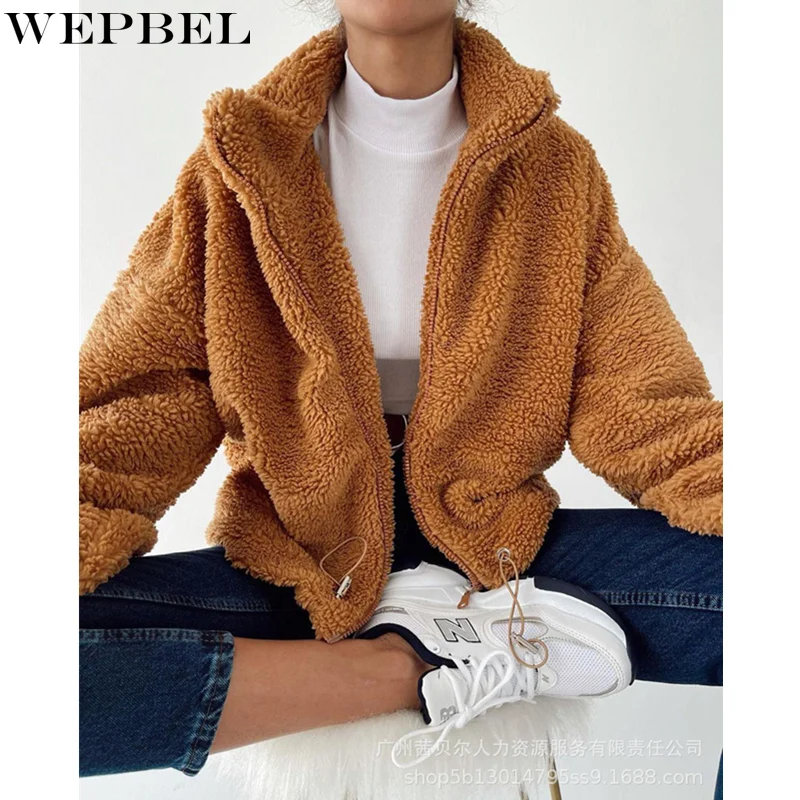 WEPBEL Women's Elegant Plush Coat Ladies Fashion Long Sleeve Stand Collar Zipper Jacket Fleece Warm Thick Outwear
WEPBEL Women's Elegant Plush Coat Ladies Fashion Long Sleeve Stand Collar Zipper Jacket Fleece Warm Thick Outwear