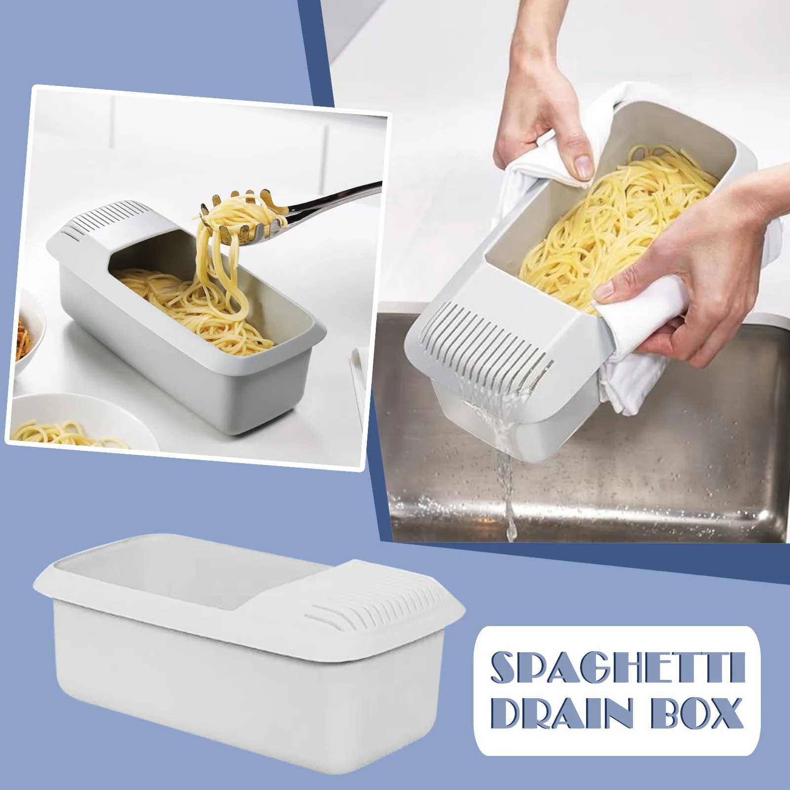 Easy Microwave Pasta Cooker Dual-purpose Draining The Water Box Storage Box Plastic Pasta Box Kitchen Cooking Accessories
Easy Microwave Pasta Cooker Dual-purpose Draining The Water Box Storage Box Plastic Pasta Box Kitchen Cooking Accessories