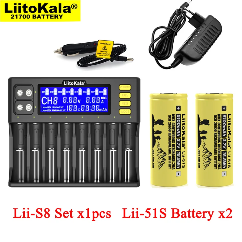 2020 LiitoKala Lii-S8 Battery Charger for 3.7V 18650 Li-ion 1.2V AA NiMH 3.2V + NEW Lii-51S 26650 5100mAh Rechargeable batteries
2020 LiitoKala Lii-S8 Battery Charger for 3.7V 18650 Li-ion 1.2V AA NiMH 3.2V + NEW Lii-51S 26650 5100mAh Rechargeable batteries