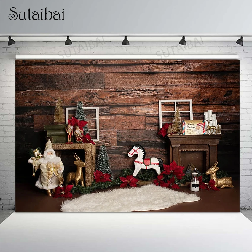 Christmas Photography Background Winter Vintage Wooden Wall Trojan Horse Santa Claus Newborn Kids Backdrop Photo Studio Props
Christmas Photography Background Winter Vintage Wooden Wall Trojan Horse Santa Claus Newborn Kids Backdrop Photo Studio Props