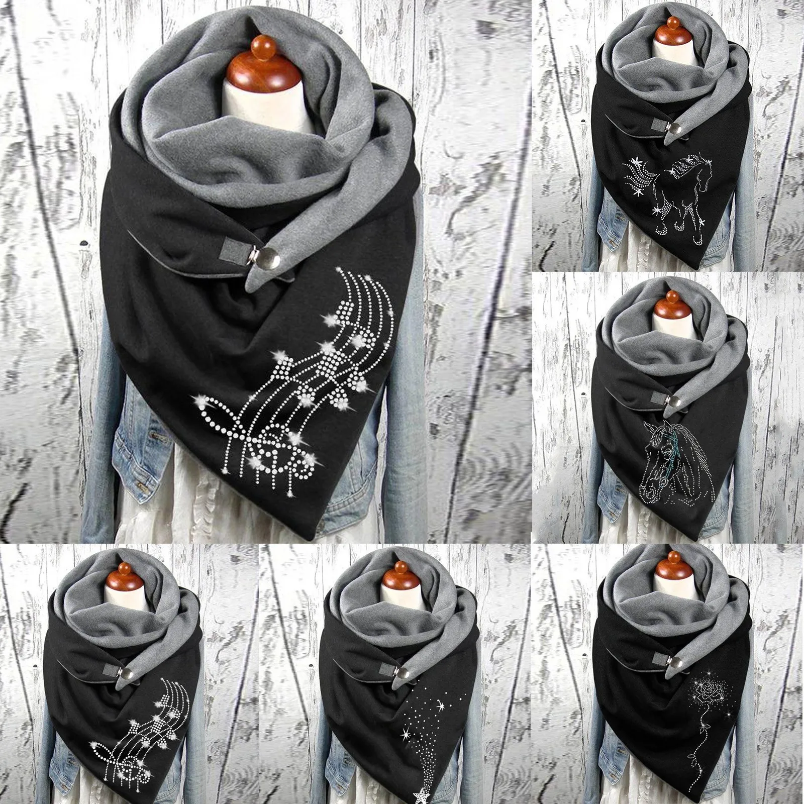 New Winter Scarf For Women 2021 Fashion Cotton Bandana Print Horse Note Rose Star Warm Scarves Button Turban Scarf Foulard Femme
New Winter Scarf For Women 2021 Fashion Cotton Bandana Print Horse Note Rose Star Warm Scarves Button Turban Scarf Foulard Femme