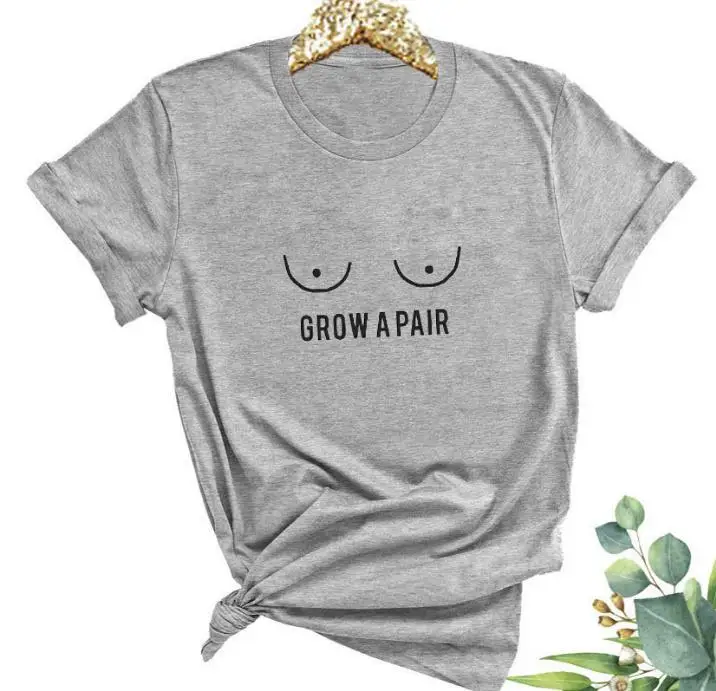 Women Short Sleeve O Neck Loose Tshirt 2020 Summer Women Tee Shirt Tops Camisetas Mujer Grow a Pair Letter Print T Shirt
Women Short Sleeve O Neck Loose Tshirt 2020 Summer Women Tee Shirt Tops Camisetas Mujer Grow a Pair Letter Print T Shirt