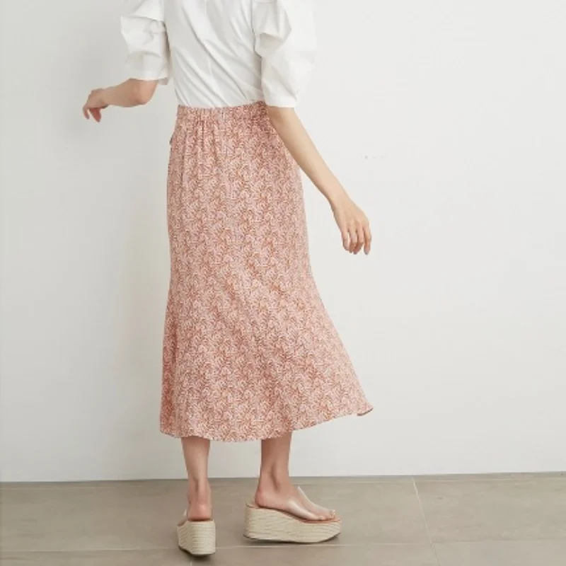 Cute Temperament Chiffon Print Long Skirt Summer New Japan Style Woman Skirts Trumpet Elegant Office Ladies High Waist Faldas
Cute Temperament Chiffon Print Long Skirt Summer New Japan Style Woman Skirts Trumpet Elegant Office Ladies High Waist Faldas
