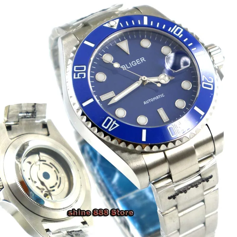 

New Big Fashional Blue 43mm Automatic Men Watch Sapphire Glass NH35/MIYOTA Movement Steel Strap